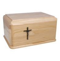 Drewniana urna wykonana z jasnego drewna