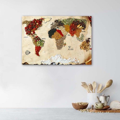 OBRAZ DO KUCHNI BARU Mapa Świata Przyprawy na Arena.pl