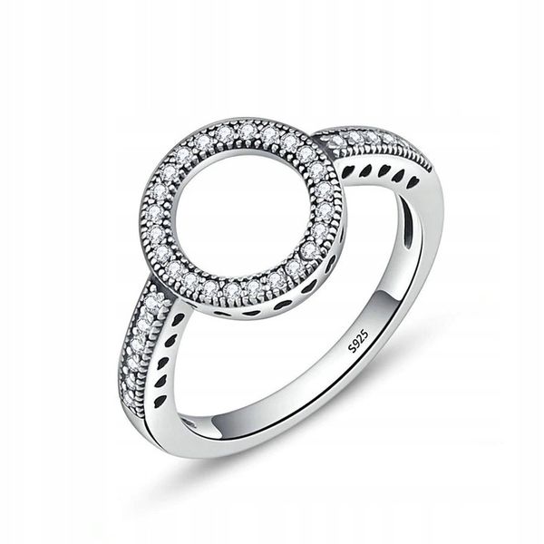 Pierścionek srebrny kółeczko cyrkonie drobne kryształki elegancki stal 925 zdjęcie 1