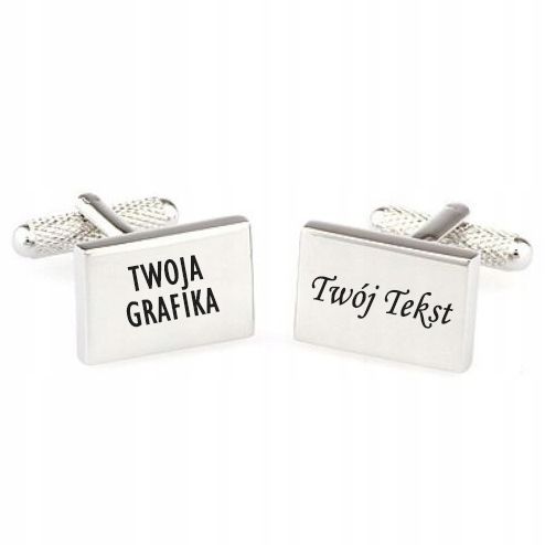 Spinki do mankietów prostokątne TWÓJ TEKST GRAFIKA na Arena.pl