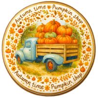 CIASTKO LUKROWANE BLUE BUS PAMPKIN ROZ.XL KOŁO JESIEŃ RĘCZNIE ROBIONE