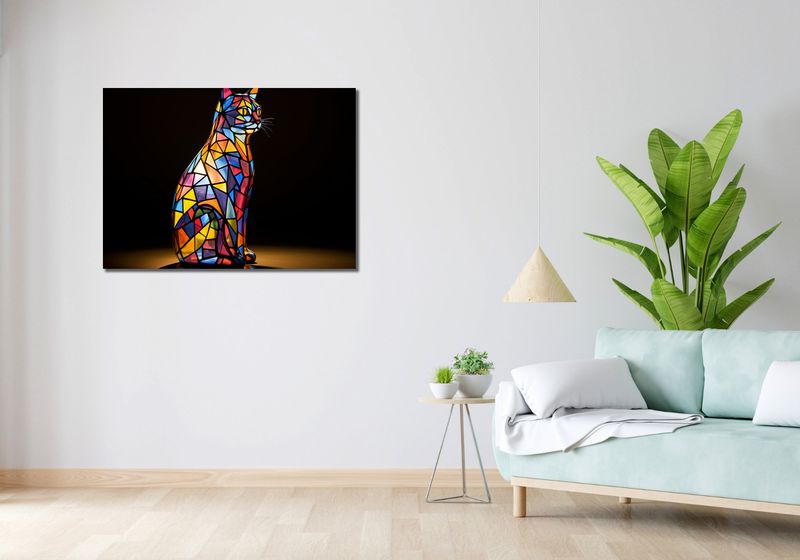 Obraz 100x70cm Koci Witraż zdjęcie 2