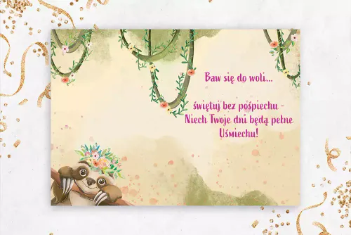 Karnet A5 Urodziny - Leniwiec na Arena.pl