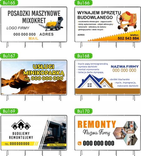 BANER REKLAMOWY 100x50 cm dużo wzorów USŁUGI WYKOŃCZENIOWO REMONTOWE na Arena.pl