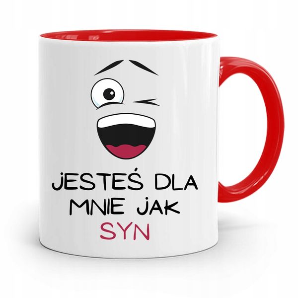 Kubek Czerwony Prezent Dla Syna Jesteś Jak Syn Z Nadrukiem Ze Zdjęciem zdjęcie 1