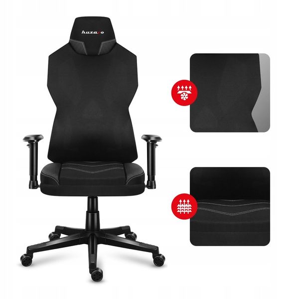 STYLOWY Fotel Gamingowy HUZARO Combat 6.2 Black z Oświetleniem RGB LED zdjęcie 5