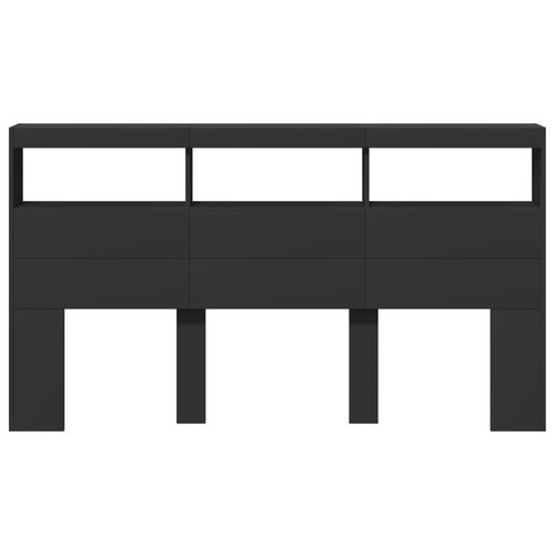 Zagłówek z półkami i oświetleniem LED, czarny, 180x17x102 cm na Arena.pl