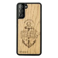 drewniane etui na samsung galaxy s21 kotwica dąb