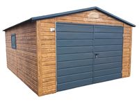 GARAŻ BLASZANY 4X5 BRAMA OKNO PCV DREWNOPODOBNY DACH DWUSPADOWY GB358