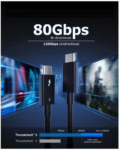Kabel Thunderbolt 5 USB-C 80 Gb/s 240W 1M działa z Thunderbolt 3 4 USB 4.0 na Arena.pl