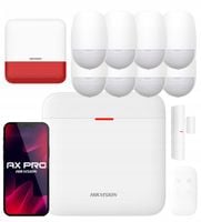 Zestaw Alarmowy WiFi AX Pro Hikvision 8x Czujka PIR Syrena Zewn. Aplikacja