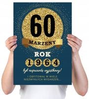 KARTKA XXL Z IMIENIEM URODZINOWA NA 60 URODZINY 1964 1965 1966 LAT + IMIĘ