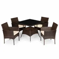 Komplet mebli ogrodowych z rattanu 4 krzesła i stolik ze szklanym blatem PR