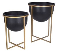 Kpl.2 kwietników metalowych czarnych na złotym stelażu