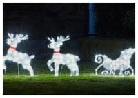 Dekoracja świąteczna puszysty renifer LED z saniami na zewnątrz