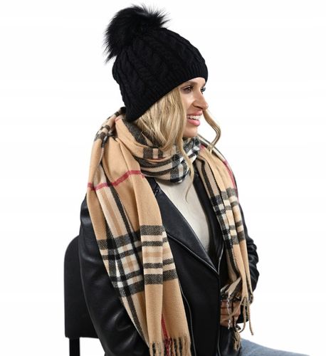 Czapka damska zimowa Ciepła dwuwarstwowa z polarem Pompon POLSKA Produkcja na Arena.pl