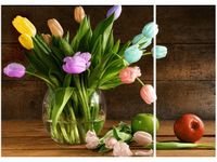 70X50CM KOLOROWE TULIPANY DWÓJ OBRAZ NIESYMETRYCZNY