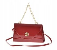 Laura Biaggi torebka wizytowa kopertowa miś cyrkonie czerwony lakier LA205