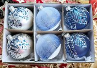 Bombki choinkowe szklane ręcznie malowane, 8cm, komplet 6 sztuk