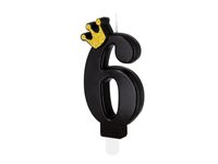 Świeczka urodzinowa z cyfrą "6" z koroną, czarna