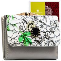 mały portfelik damski ze skóry naturalnej w zielonym kolorze - peterson