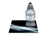 SZKLANA PODSTAWKA POD ZNICZE Z DEDYKACJĄ 25x25cm Popiel 125e