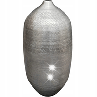 WYSOKI WAZON PODŁOGOWY 48cm SREBRNY METALOWY loft ozdoba do salonu domu