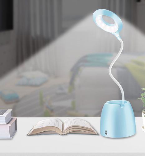 lampka biurkowa niebieska z pojemnikiem na Arena.pl