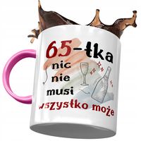 Kubek Różowy Na Urodziny 65 65Te 65-Te Prezent Z Nadrukiem Ze Zdjęciem