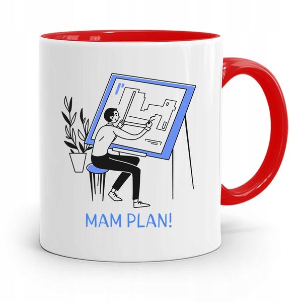 Kubek Czerwony Architekta Mam Plan Prezent Z Nadrukiem Ze Zdjęciem zdjęcie 1