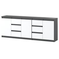 Komoda Młodzieżowa Z 6 Szufladami Do Salonu Sypialni 200cm Szara Biała Mat