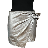 Spódnica Mini Krótka Damska Srebrna S Wygodna Lekka Letnia na Co Dzień