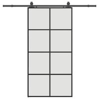 Drzwi przesuwne z zestawem okuć czarne 102,5x205 cm ESG szkło