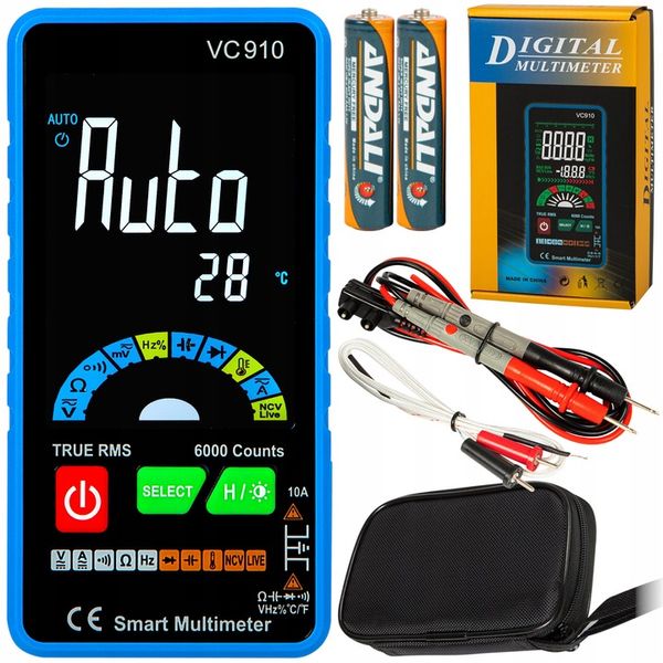 SMART MULTIMETR MIERNIK CYFROWY PRĄDU ZESTAW LCD LATARKA ELEKTRYCZNY NCV zdjęcie 2