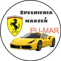 Opłatek na tort Urodziny Ferrari Auto Samochód Logo Bryka Fura Tekst Gratis