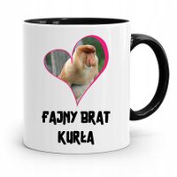 Kubek Czarny Prezent Dla Brata Fajny Brat Kurła Z Nadrukiem Ze Zdjęciem