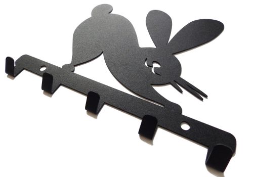 Metalowy wieszak ścienny na ręczniki ubrania klucze loft KRÓLIK czarny na Arena.pl