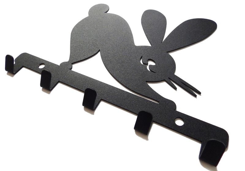 Metalowy wieszak ścienny na ręczniki ubrania klucze loft KRÓLIK czarny zdjęcie 12