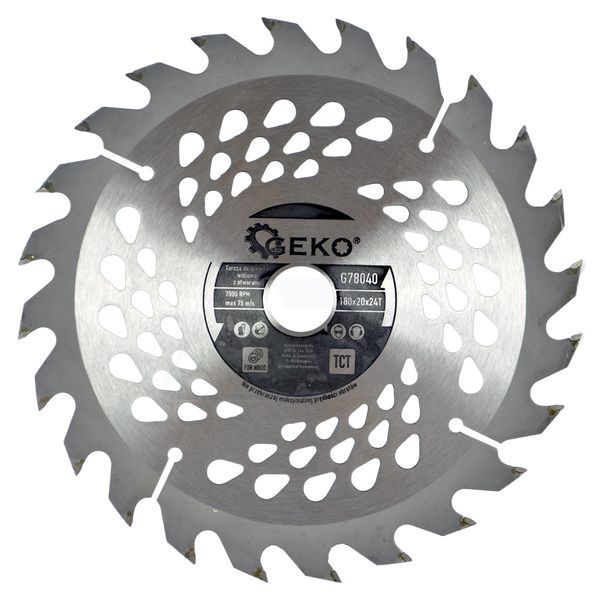 PIŁA TARCZA WIDIOWA DO CIĘCIA DREWNA 180x20 24 ZĘBY TNĄCE GEKO G78040 zdjęcie 2