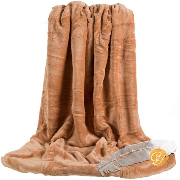 Koc 160x210cm mikrofibra- MUSZTARDA zdjęcie 1