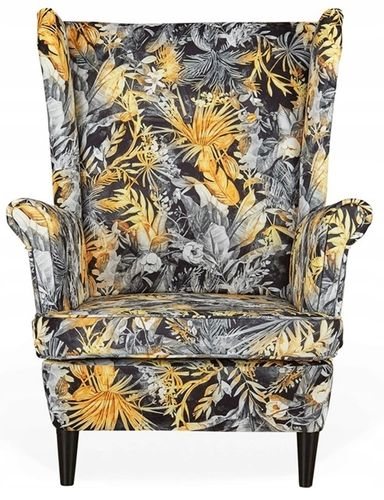 Fotel uszak ARI PRINT z podnóżkiem skandynawski  wzór 3D na Arena.pl