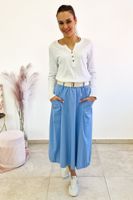 Bawełniana Spódnica Bombka Punto z Paskiem Błękitna UNI