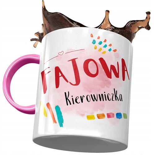 Kubek Różowy Dla Kierowniczki Fajowa Kierowniczka Z Nadrukiem Ze Zdjęciem na Arena.pl