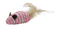 Zabawka dla kota mysz ze sznura naturalnego z piórkiem 7cm UNIQ PETS