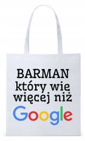 Dla Barmana Bartender Torba Eco Biała Shopper Z Nadrukiem Ze Zdjęciem