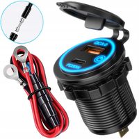 PODWÓJNA ŁADOWARKA SAMOCHODOWA MIERNIK NAPIĘCIA WOLTOMIERZ USB PD30W QC3.0