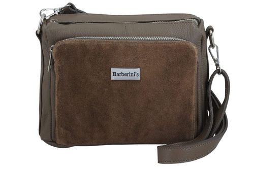 Codzienna torebka ze skóry naturalnej z zamszem - Beżowa ciemna na Arena.pl