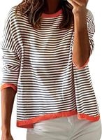 Sweter Damski Bawełniany w Paski Dzianinowy Luźny Jesień Zima XL Szary