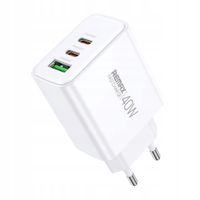 2 x Ładowarka REMAX KIDDY 40W USB-C i USB Szybkie Ładowanie Biała