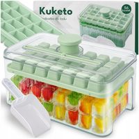 KOSTKARKA 2x FOREMKA DO LODU POJEMNIK NA LÓD DUŻY Z POKRYWKĄ KOSTKI 56 szt.